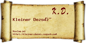 Kleiner Dezső névjegykártya